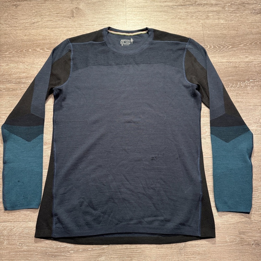 Smartwool Shirt Mens XL Blue Merino Wool Intraknit Thermal Base Layer Gorpcore